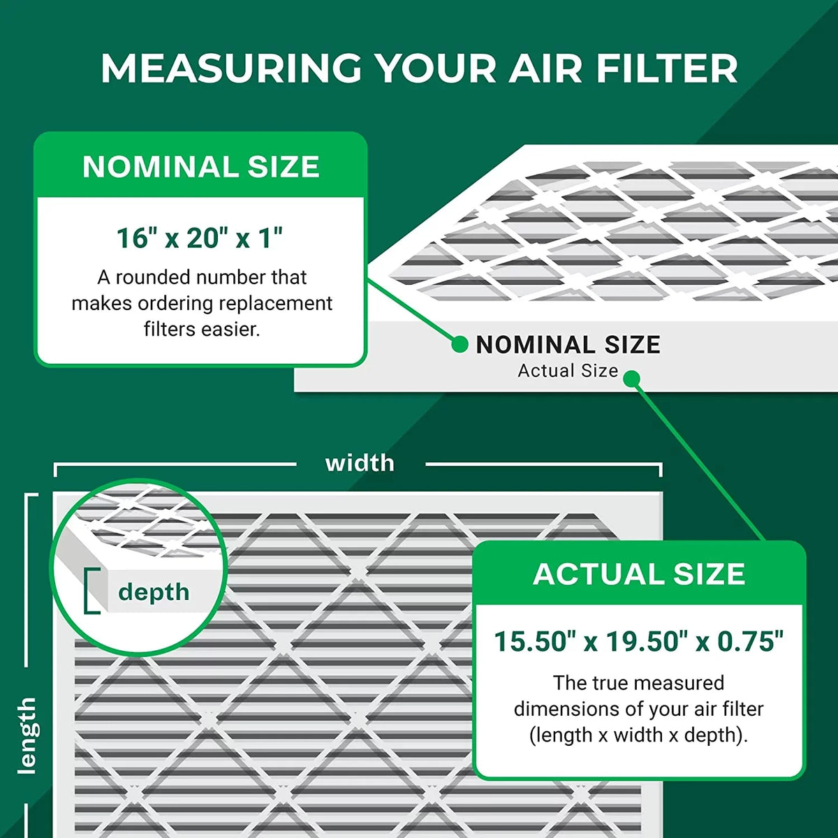 Filterbuy 16x20x1  11 Pleated   Furnace Air Filters (6-Pack)