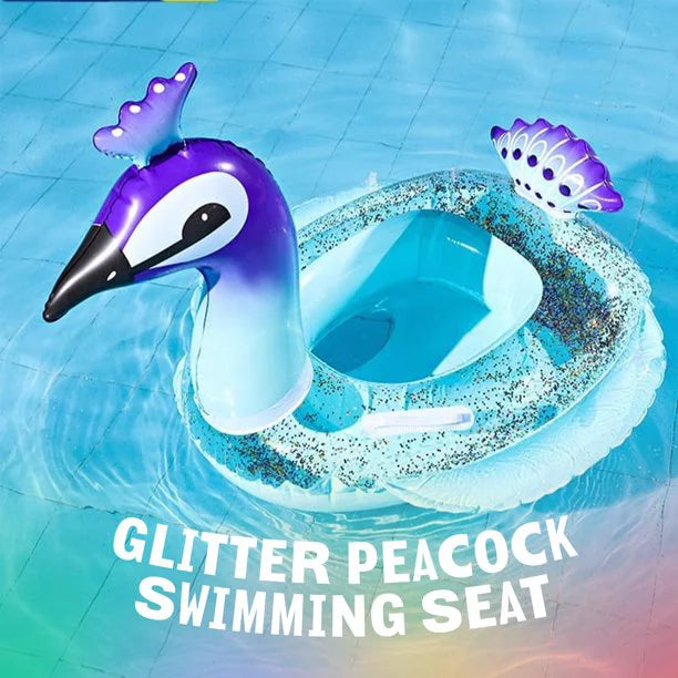 Violet Inflatable Glitter Pool Float Swimming Pool Peacock Designed with Fast Valves Summer Fun Beach Party Lounge Raft Decorative Water Game Toys for Kids | 48 Inch
