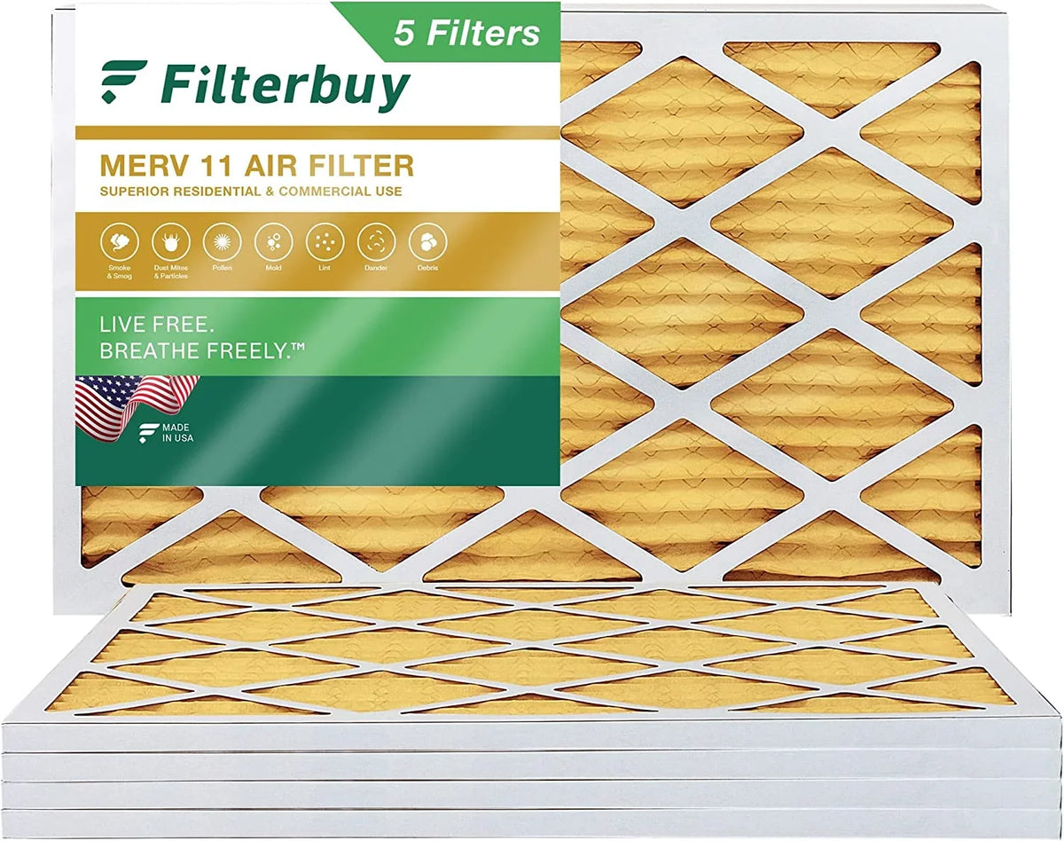 Filterbuy 10x24x1  11 Pleated   Furnace Air Filters (5-Pack)