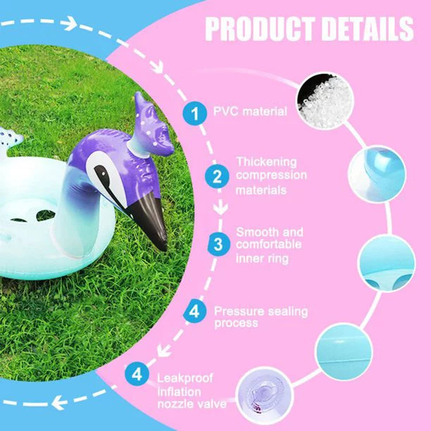 Alin Swimming Pool Toys Inflatable Glitter Pool Float Peacock Designed with Fast Valves Lounge Raft Decorative Water Game Summer Beach Party for Kids | 48 Inch