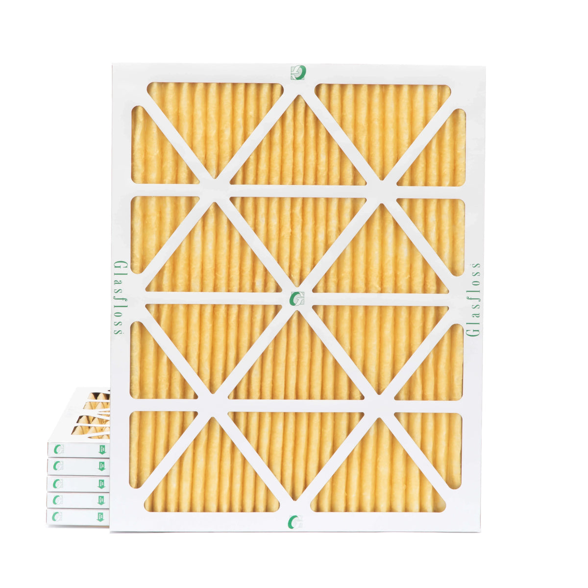 6 Pack of 20x24x1  11 Pleated Air Filters by Glasfloss. Actual Size: 19-3/8 x 23-3/8 x 7/8