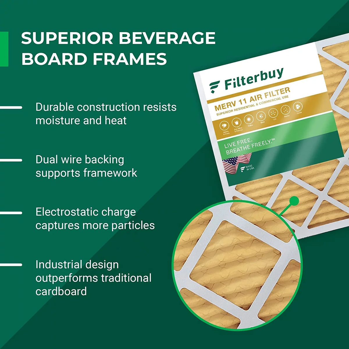 Filterbuy 12x24x2  11 Pleated   Furnace Air Filters (3-Pack)