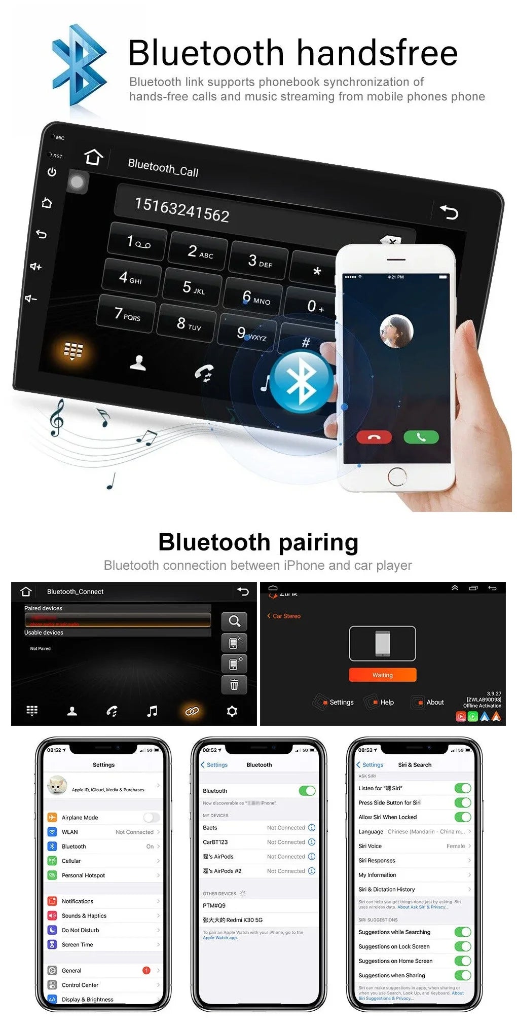 10.1" Touch Screen Android 12  Navigation Bluetooth Double 2 Din Car Stereo Radio Head Unit 2+32GB Carplay For 2003 2004 2005 2006 2007 Honda Accord