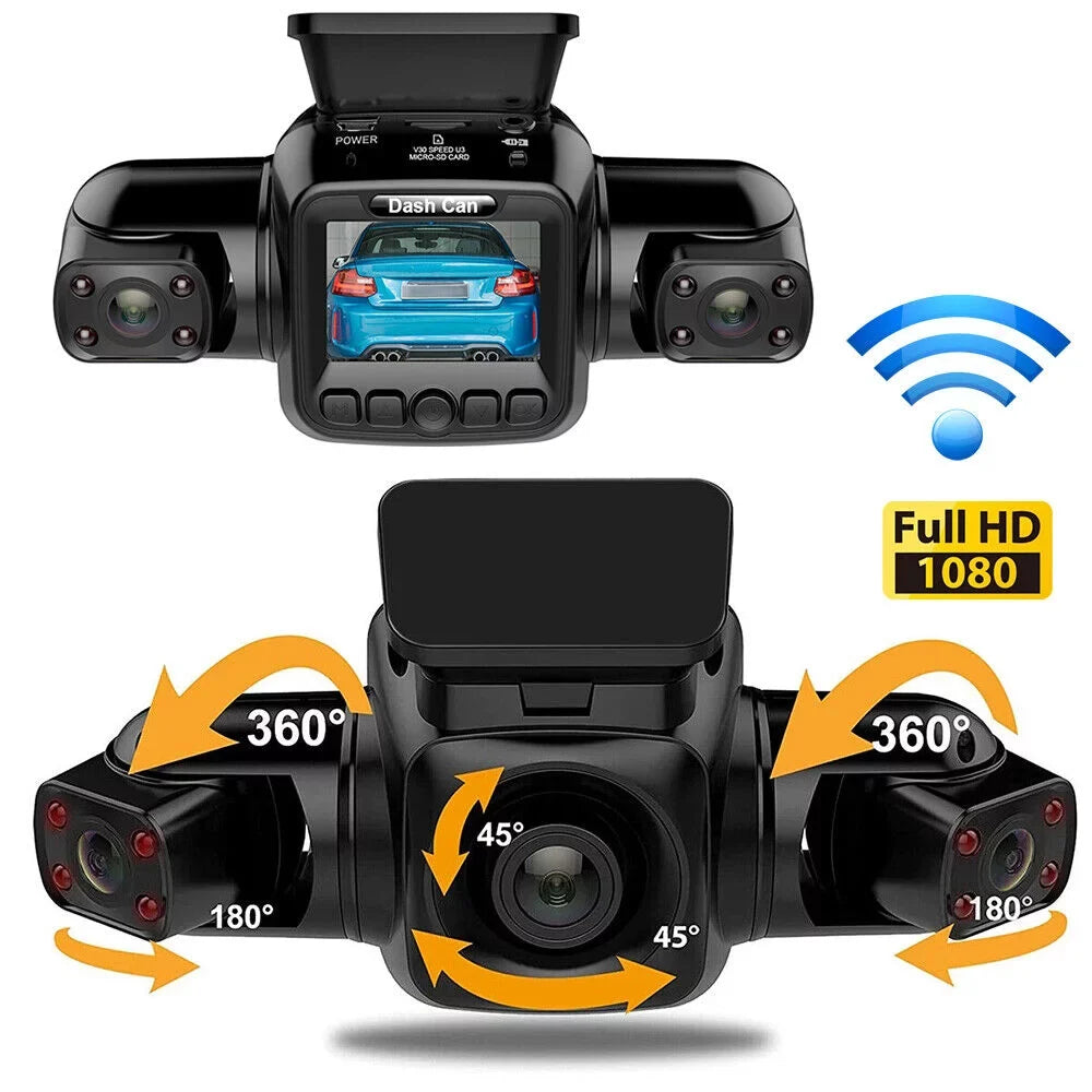 4 Channel Dash Cam Front, Left, Right and Rear, Front and Rear Inside, 360°Panoramic Driving Recorder  Car Cameras Night Vision