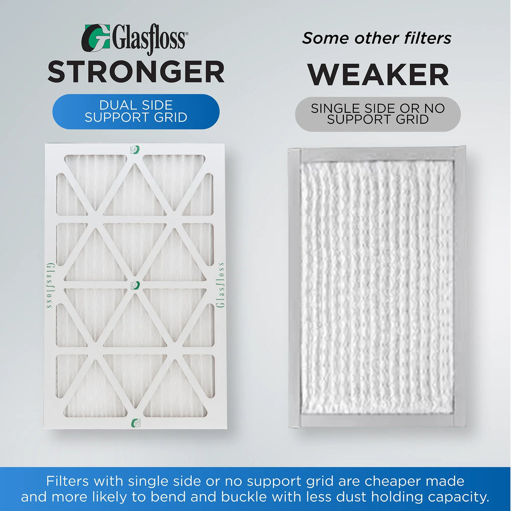 24x24x2  10 Pleated  Furnace Air Filters by Glasfloss Industries. ( 8 Pack ) Exact Size: 23-3/8 x 23-3/8 x 1-3/4