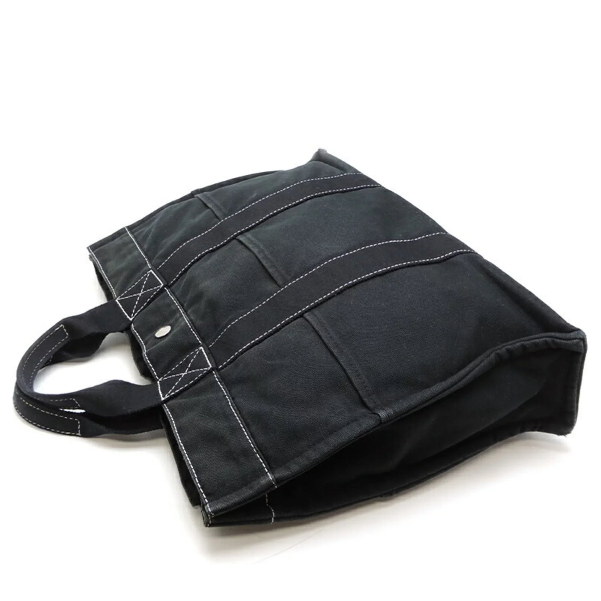 Pre-Owned Hermes Deauville  Ladies Tote Bag Cotton Canvas Black (Fair)