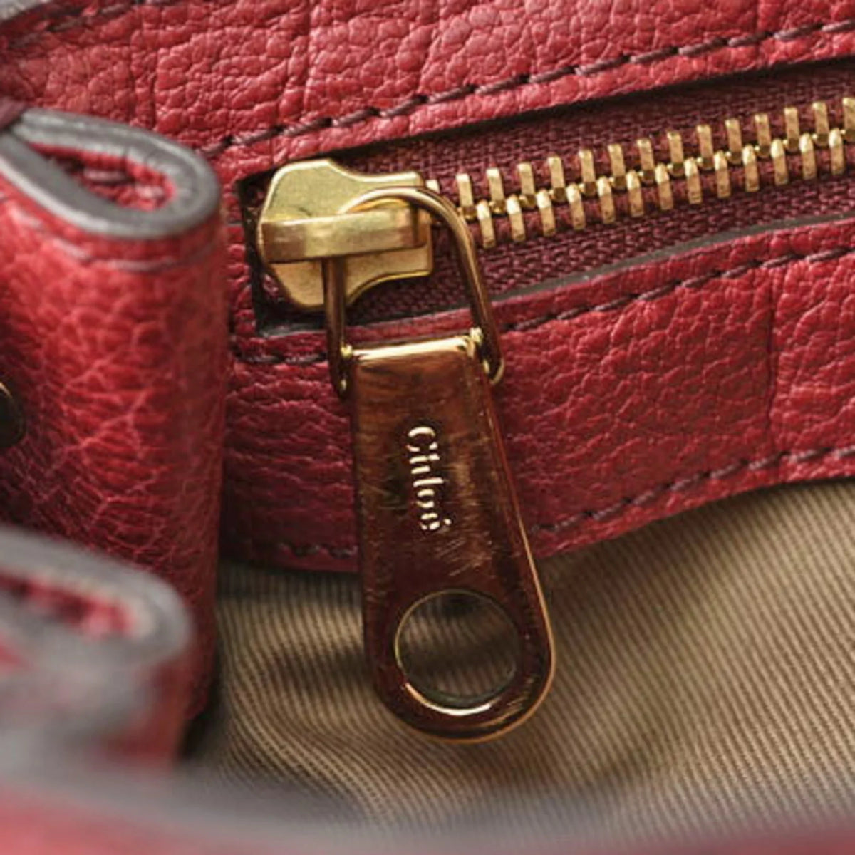 Pre-Owned Chloé Chloe handbag shoulder bag 2way  Elsie leather Bordeaux (Good)