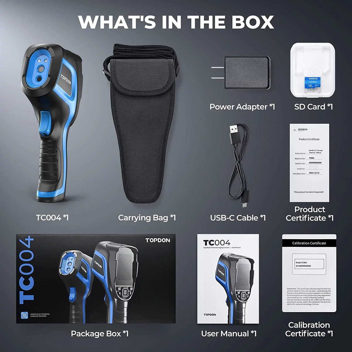 Thermal Imaging Camera,  TC004 256 x 192  High Resolution 12-Hour Battery Life Thermal Camera Handheld Infrared Camera