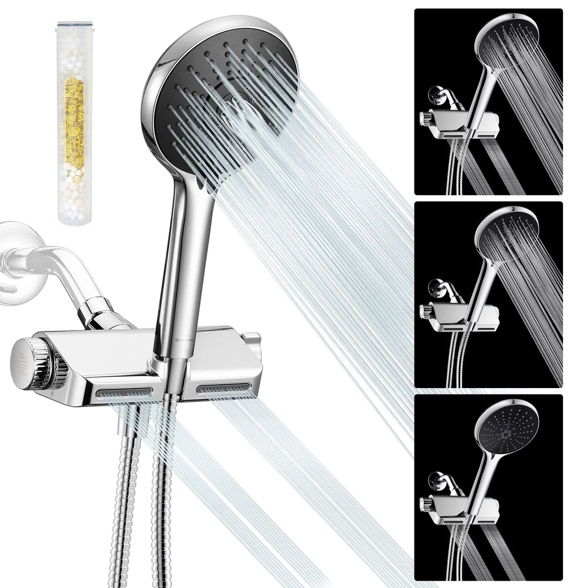 3 in 1 Filter Showerhead with Handheld Combo High Pressure  Shower System Massage Shower Head and 5 Modes Hand Held Shower Head
