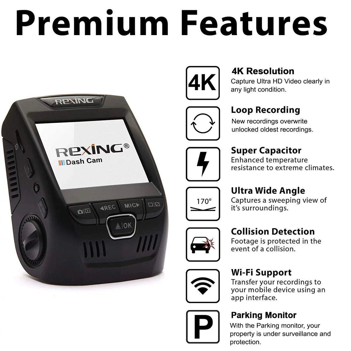 Rexing V1-4K Ultra  Car Dash Cam