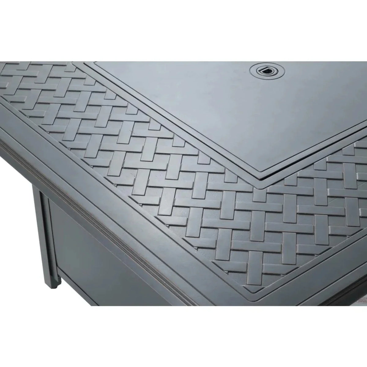 Alfresco Home Heron 42" Square Aluminum Gas Fire Pit Chat Table in Topaz Gray