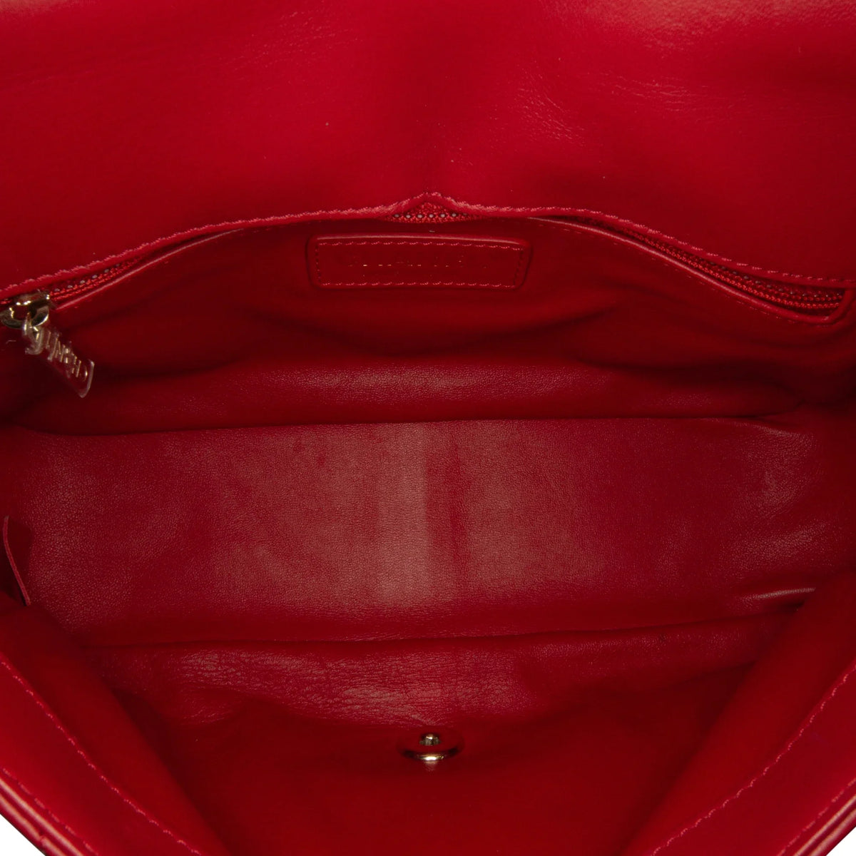 Pre-Owned Authenticated Chanel Small Easy Carry Flap Bag Lambskin Leather Red Satchel Unisex (Good)